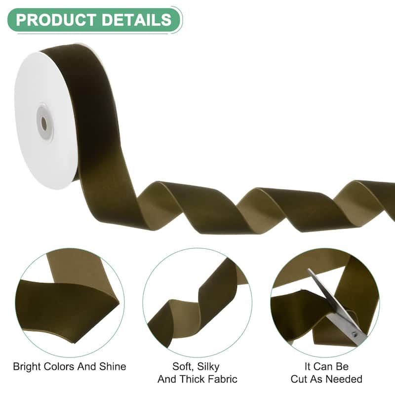Velvet Ribbon 10 Yards Wide Nylon Fabric Ribbons - Army Green - 1-1/2"