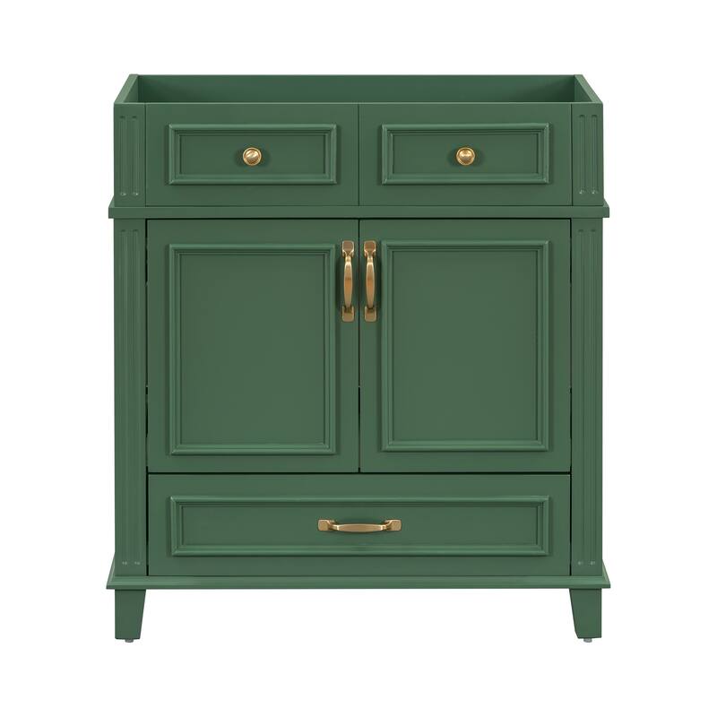 30'' Bathroom Vanity without Top,Solid Wood Frame Bathroom Storage Cabinet with Soft Closing Doors