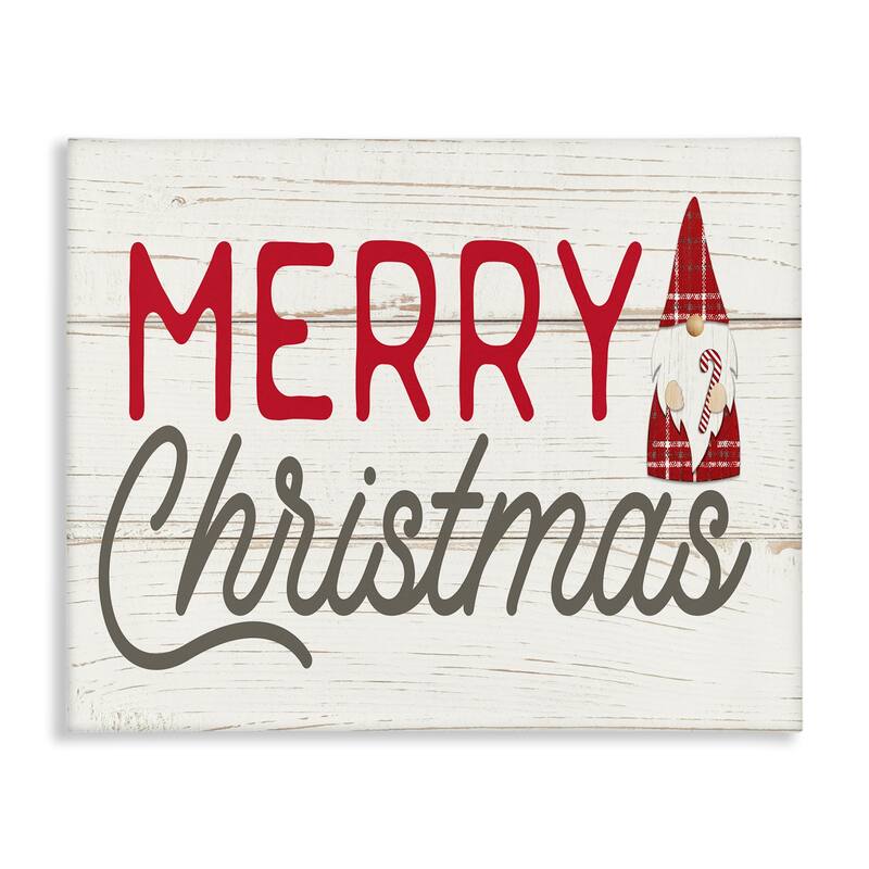 Stupell Merry Christmas Sentiments Festive Holiday Gnome Canvas Wall Art - 16 x 20