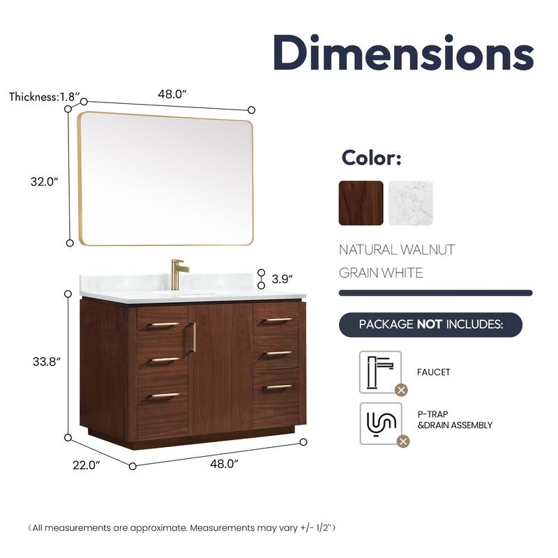 San Single Bath Vanity with Composite Stone Top and Mirror