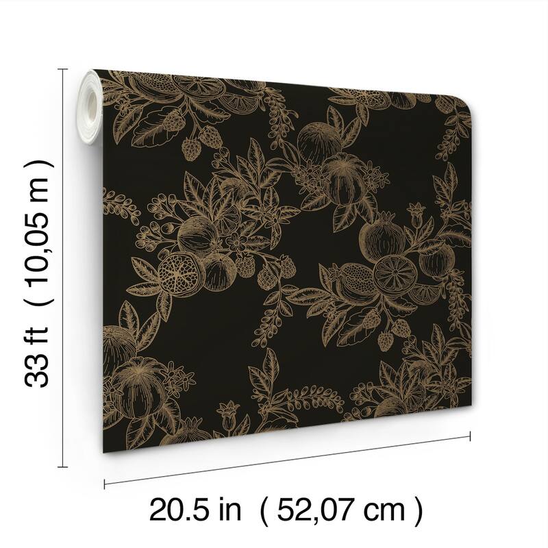 Chris Loves Julia x A-Street Prints Gerty Gold Fruit Toile Wallpaper