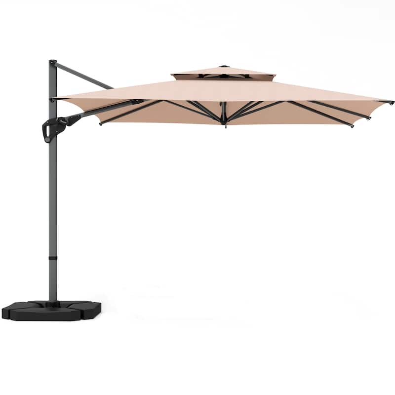 MAISON ARTS 10FT Patio Cantilever Offset Umbrella with 360-degree Rotation Aluminum Umbrella with Weighted Base