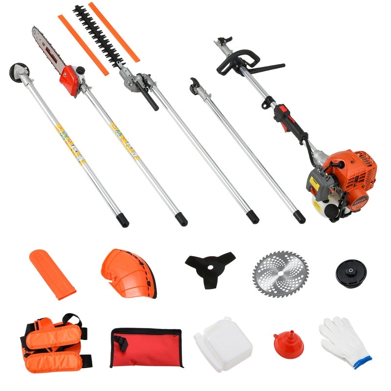 41.5cc 5-in-1 Gas Trimmer, Pole Saw, Brush Cutter, Hedge Trimmer, String Trimmer & Lawn Edger for Yard Work
