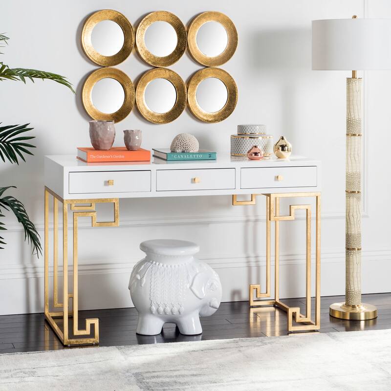 SAFAVIEH Couture Aiman Lacquer White/ Gold Writing Desk
