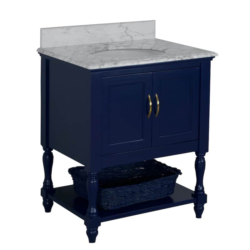 KitchenBathCollection Beverly 30" BathroomVanity w/ Carrara Marble Top