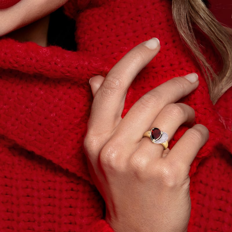 Miadora Gemstone and 1/7ct TDW Diamond Heart Ring in 10k Gold