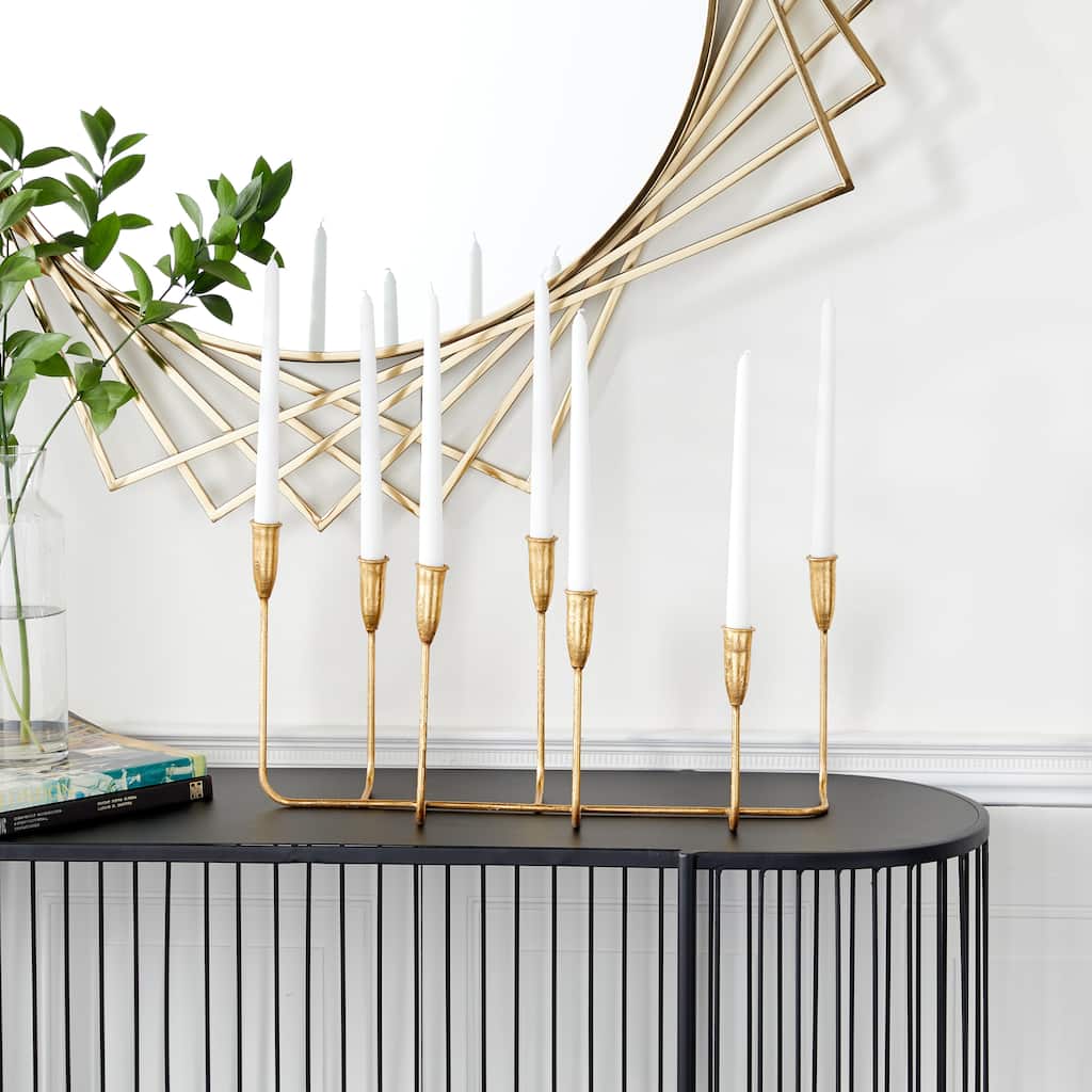 CosmoLiving by Cosmopolitan Gold Metal Slim 7 Candle Candelabra