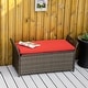 preview thumbnail 1 of 13, Outsunny 27 Gallon Patio Wicker Storage Bench, Outdoor PE Rattan Patio Furniture, Two-In-One Large Capacity Footstool Red