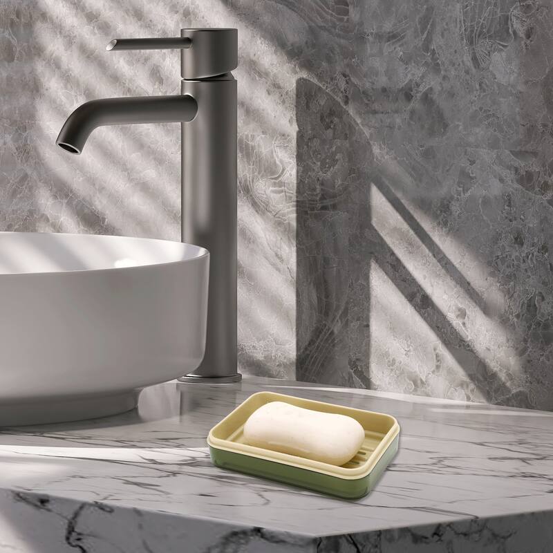 Waterproof with Cover Soap Holder for Bathroom 5.35"x3.54"x2.01" 1 Pc - Green