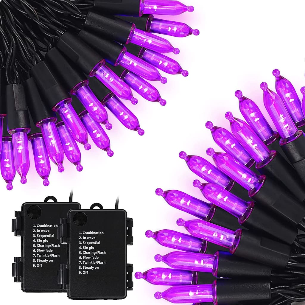 2 Pack 50 LED Battery Operated String Lights - Yellow