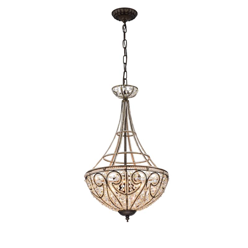 Gaspard 4-light Gold Finish Pendant with Crystal Shade