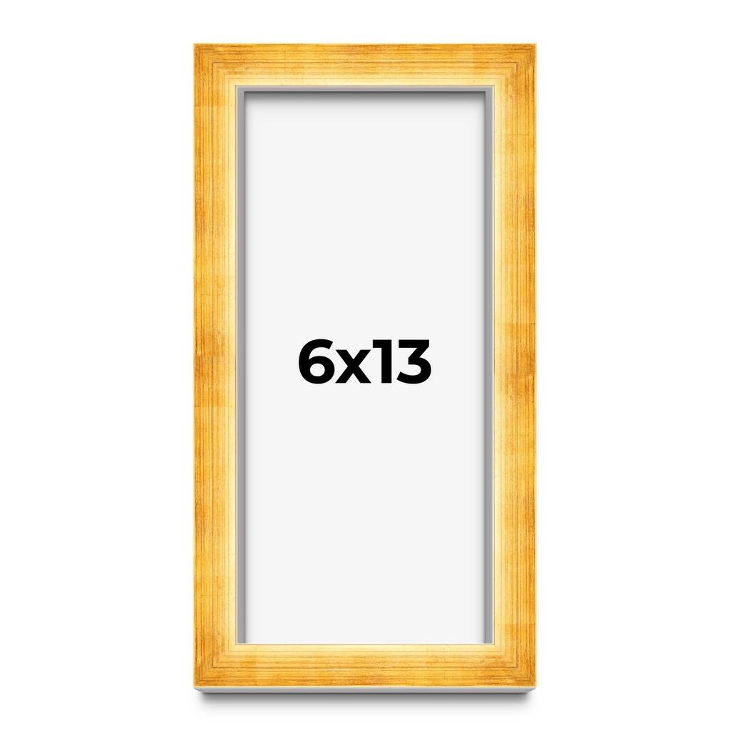 6x13 Shadow Box Frame Gold | 1.625 Inches Deep Real Wood Traditional