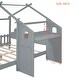preview thumbnail 2 of 16, Full Size Platform Bed with Windmill, Flower Decor & Desk - Creative Design