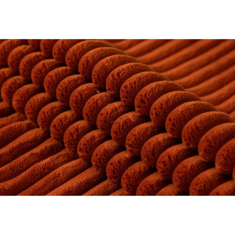 L Shaped Sectional Sofa Corduroy Upholstered Boneless Couches with Movable Footstool, With Three Pillows and Two Lumbar Pillows