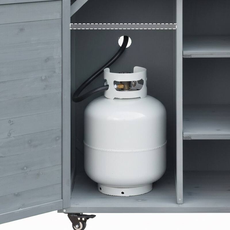 78.3" Outdoor Kitchen Island with Extendable Table, Trash Can Storage and Stainless Steel Top for BBQ Cooking