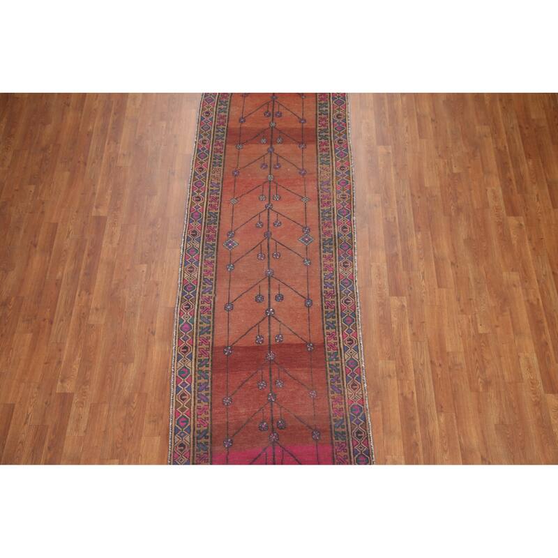 Hand Knotted Oriental 100% Wool Carpet Traditional Tribal Oranges & Rust Sirjan Runner Rug - 11' 3'' X 3' 0''