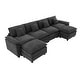 preview thumbnail 76 of 109, Modular Cloud Chenille Sectional Sofa with Ottomans, Deep Seat Convertible L-Shaped or U-Shaped Couch