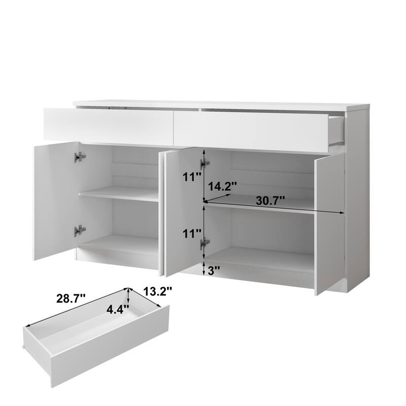 Sideboard Buffet Cabinet with Storage, 4 Doors & 2 Drawers, Wood Coffee Bar for Kitchen & Dining Room