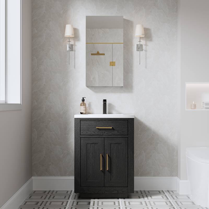 Recessed or Surface Wall Mount Bathroom Medicine Cabinet With Adjustable Glass Shelves