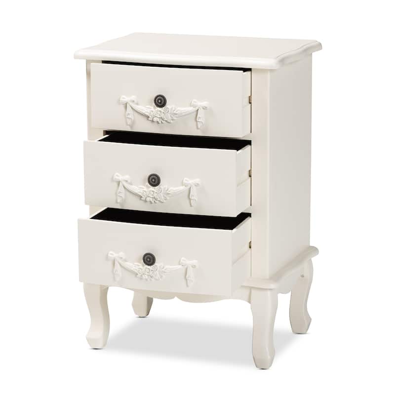 Baxton Studio Callen Classic and Traditional Wood 3-Drawer End Table