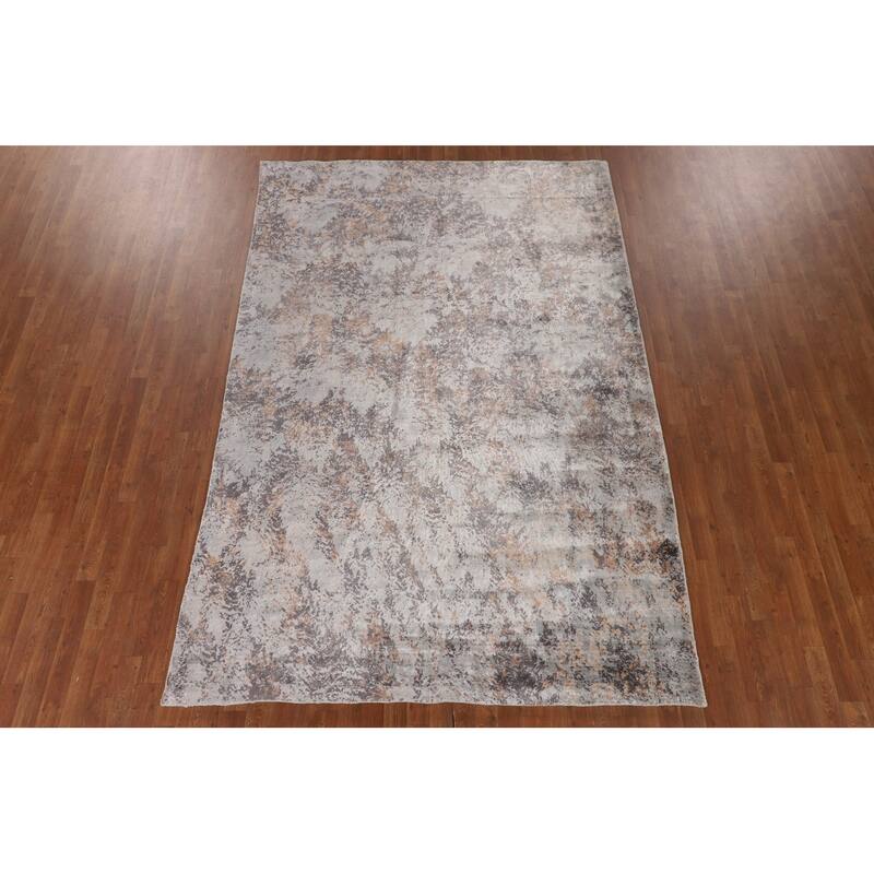 Multi-Color Abstract Indian Area Rug Handmade Wool Carpet - 6'6"x 9'10"