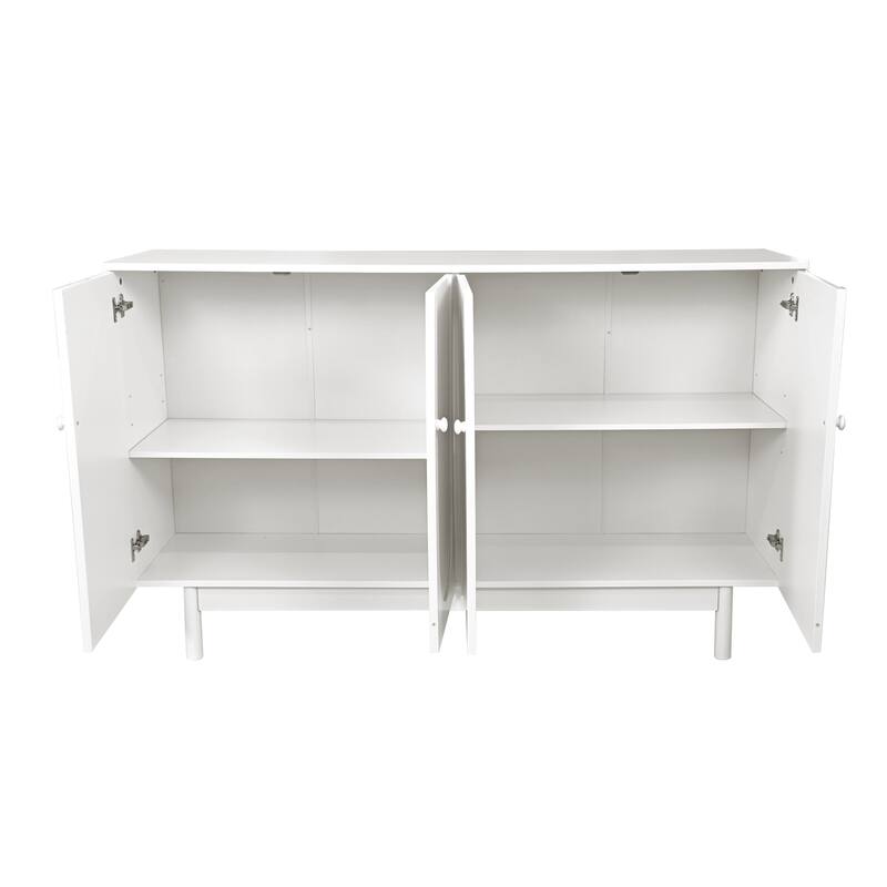 4-Door Intaglio Storage Cabinet with Pine Legs