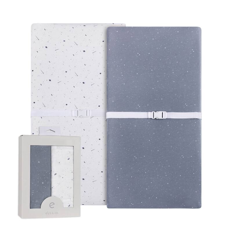 Ely's & Co. Baby Fitted Changing Pad Cover - Cradle Sheet Set - 2 Pack - 32" x 16" - Blue Celestial