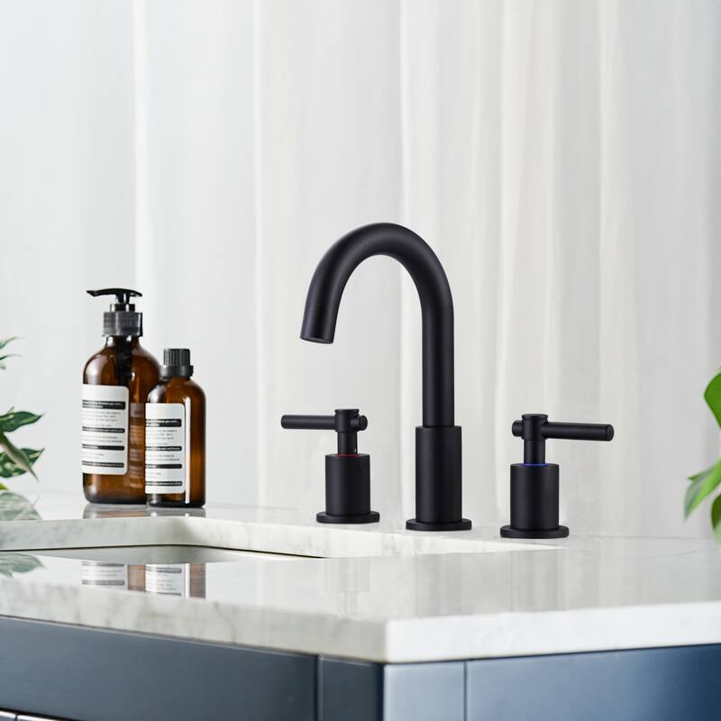 WOWOW Widespread 8 in. Double Handle Bathroom Faucet