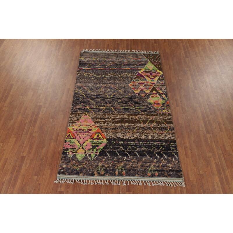 Plush Moroccan Oriental Area Rug Handmade Tribal Wool Carpet - 5'10" x 9'9"