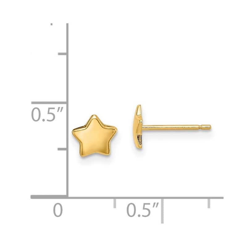 Curata 14k Yellow Gold Polished Star Post Earrings - 6.3mm