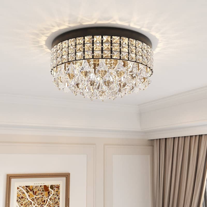 Maxax 4 - Light 15'' Crystal Metal Flush Mount