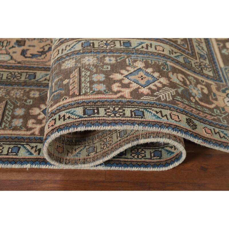 Geometric Tabriz Vintage Persian Area Rug Hand-Knotted Wool Carpet - 6'8" x 9'10"