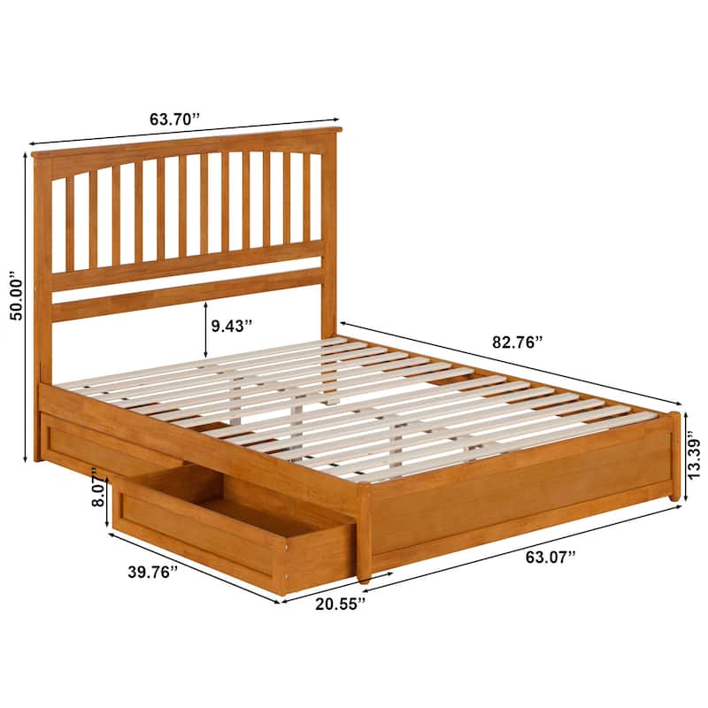 Everett Platform Bed with Panel Footboard and Storage Drawers