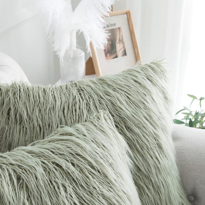 Karenne FauxFur Throw Pillow Covers (Set of 2), NO INSERT