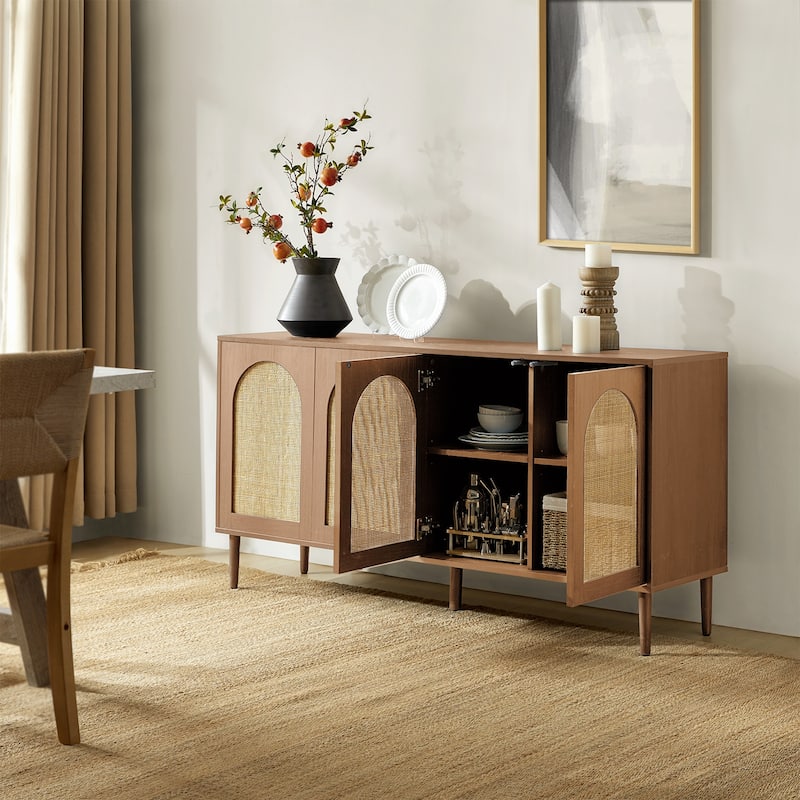 Uirico Multifunctional Buffet Sideboard Cabinet with Rattan Design by HULALA HOME