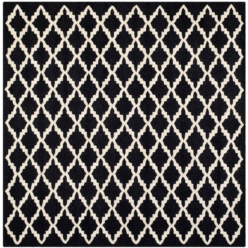 SAFAVIEH, Handmade Cambridge Reny Modern Moroccan Wool Rug - 6' Square - Black/Ivory