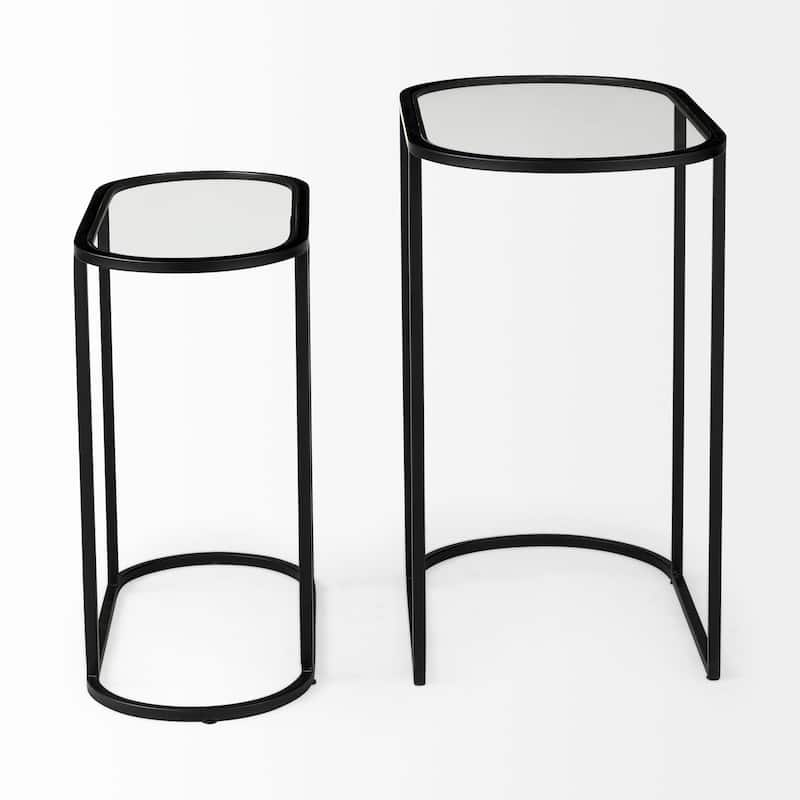 Celine Black Iron & Glass Nesting Accent Tables - 24.2L x 12.6W x 22.4H