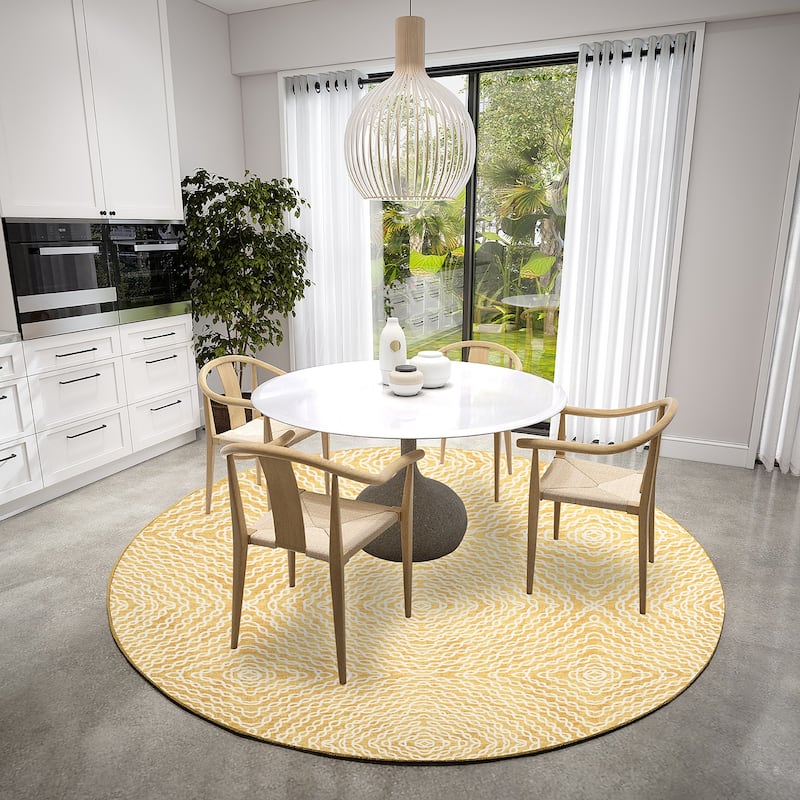 Indoor/ Outdoor Addison Bravado Link Washable Area Rug - 8' x 8' - Gilded