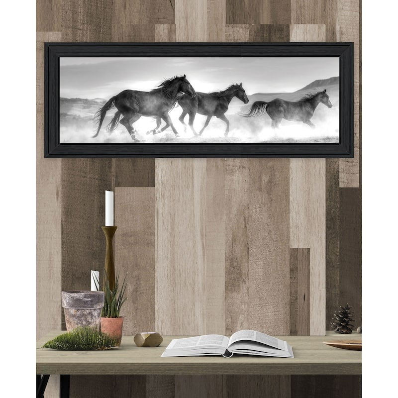 TrendyDecor4U Coastal "Horses Rolling By" Framed Print Wall Art
