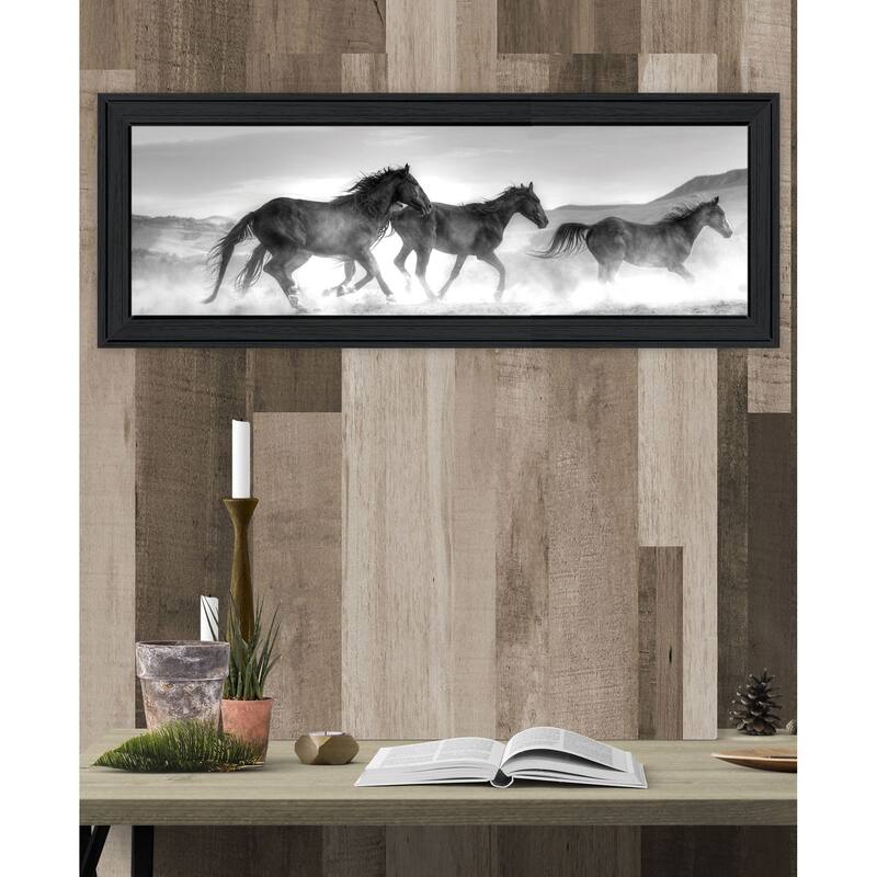 TrendyDecor4U Coastal "Horses Rolling By" Framed Print Wall Art
