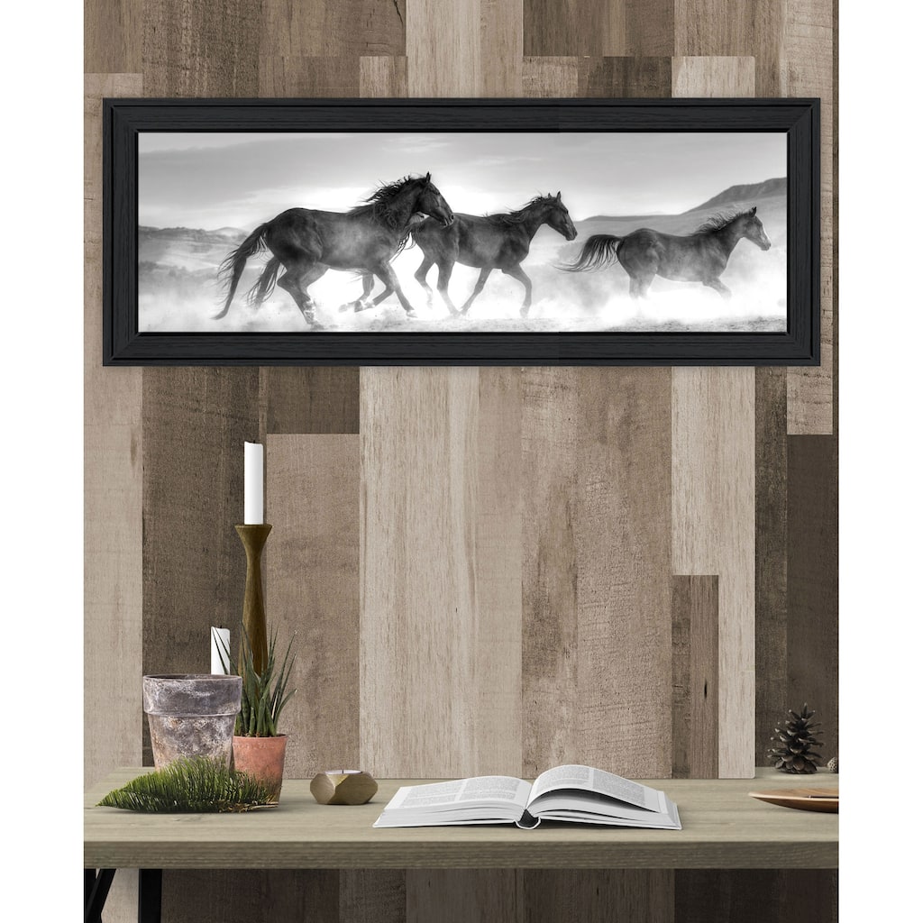 TrendyDecor4U Coastal "Horses Rolling By" Framed Print Wall Art