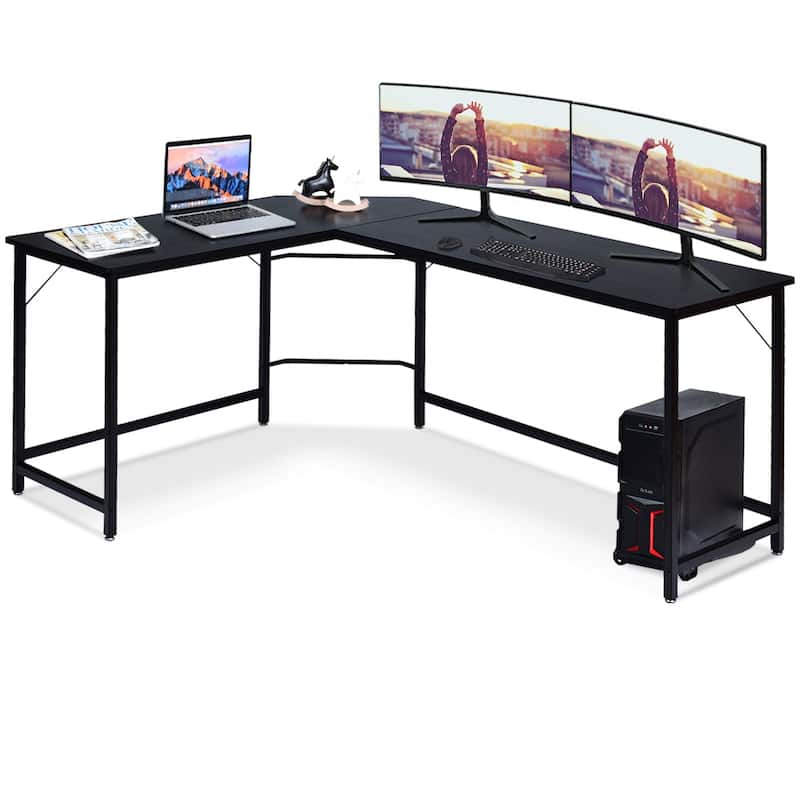 Costway L-Shaped Computer Desk Corner Workstation Study Gaming Table