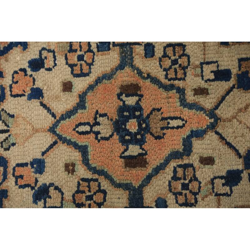 Orange Medallion Hamedan Persian Runner Rug Handmade Wool Carpet - 3'2"x 9'4"