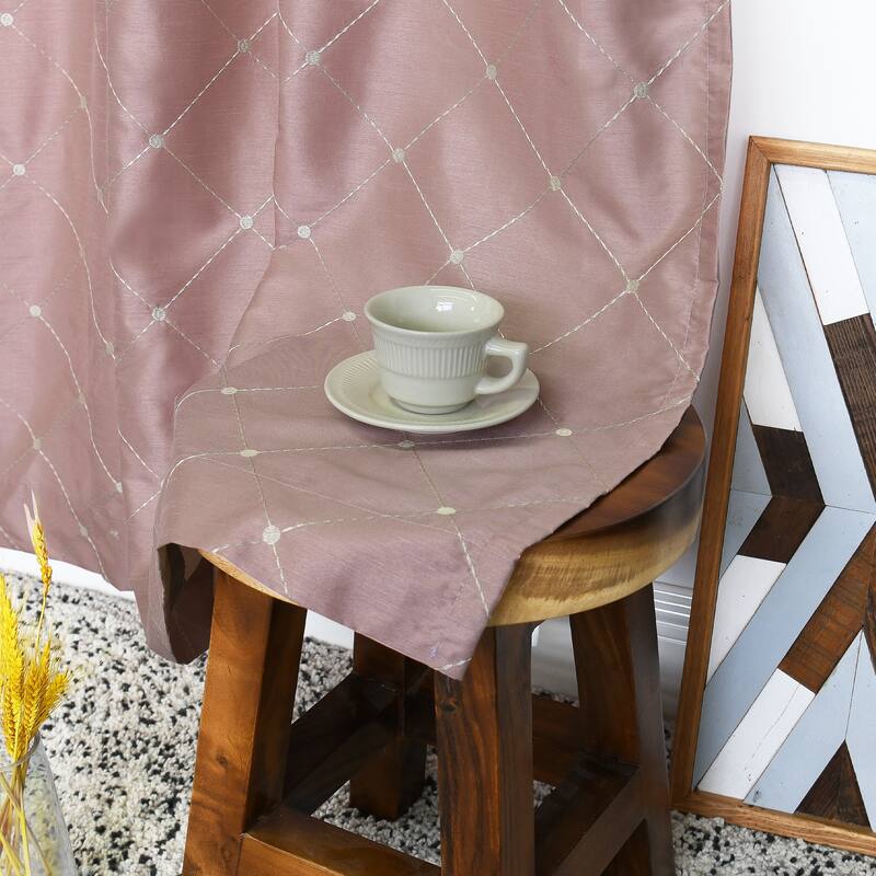Serenta Doris Diamond Embroidery Light Reducing Faux Silk Curtain