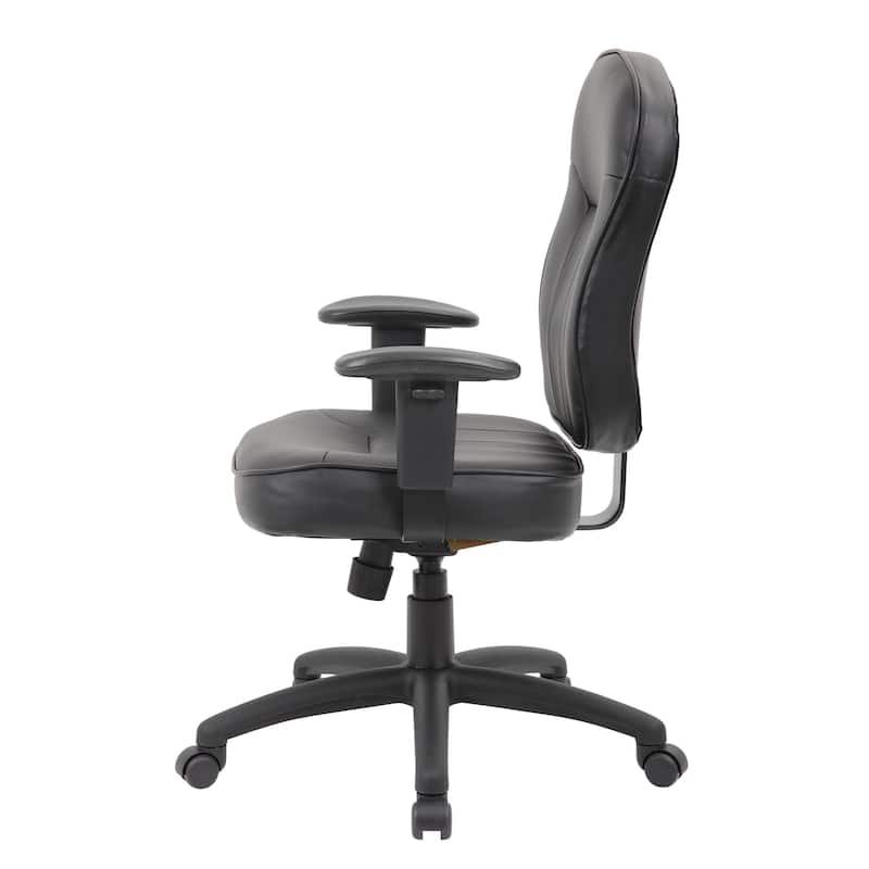 Boss Black Leather Task Chair W/ Adjustable Arms