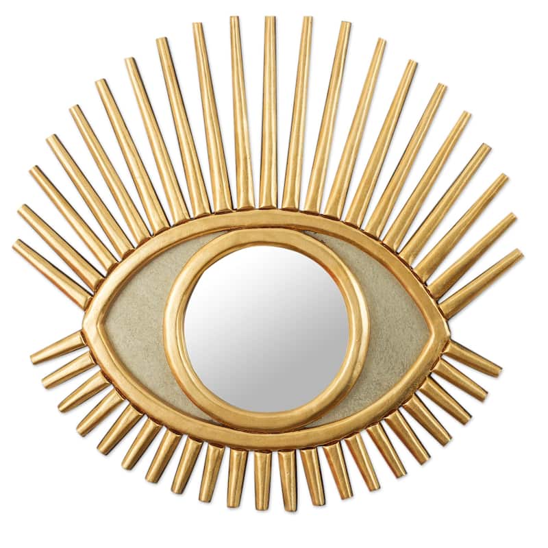 Novica Handmade Suns Glance Wood And Glass Wall Mirror