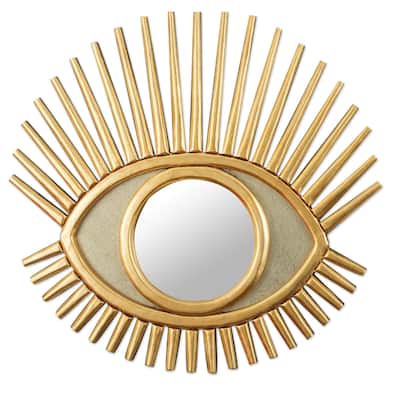 Novica Handmade Suns Glance Wood And Glass Wall Mirror
