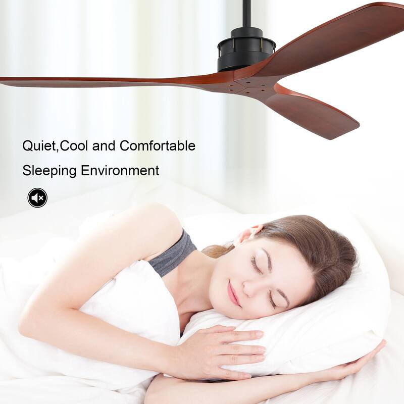 52''/60" Large Ceiling Fan without Lights, Remote Control and Reversible Motor Included, 3 Wood Blades