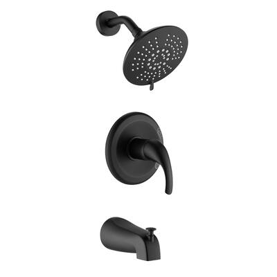 Shower Tub Kit, Tub and Shower Faucet Set(Black)