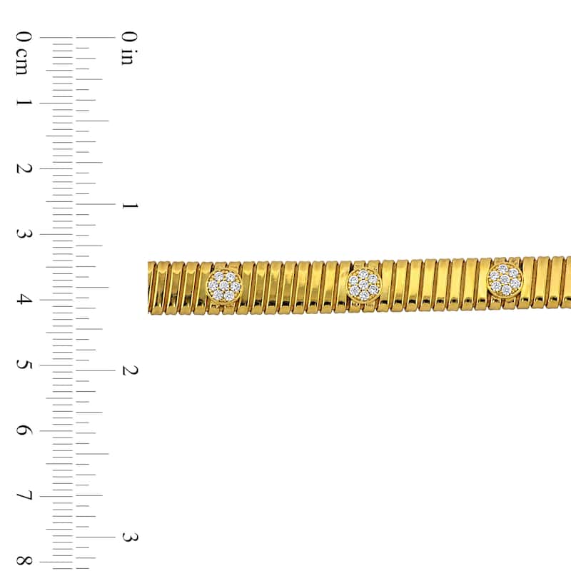 Miadora 1ct TGW Cubic Zirconia 8mm Flat Omega Style Bracelet in Yellow Silver-7+1in